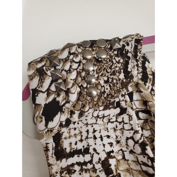 Women's Kenneth Cole Snake Print Sleeveless Blouse with Bead Accents | Size PS - Picture 5 of 9